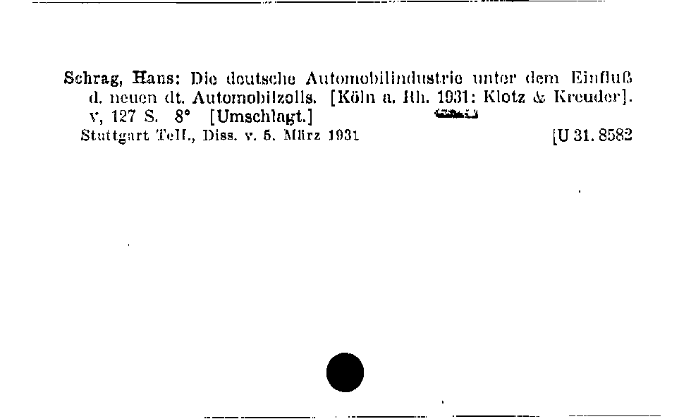 [Katalogkarte Dissertationenkatalog bis 1980]