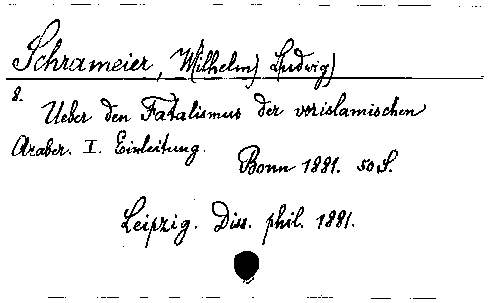 [Katalogkarte Dissertationenkatalog bis 1980]