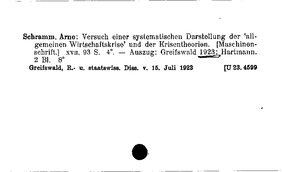 [Katalogkarte Dissertationenkatalog bis 1980]