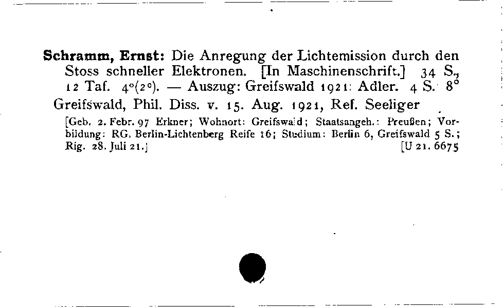 [Katalogkarte Dissertationenkatalog bis 1980]