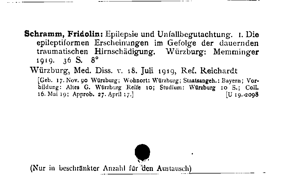 [Katalogkarte Dissertationenkatalog bis 1980]