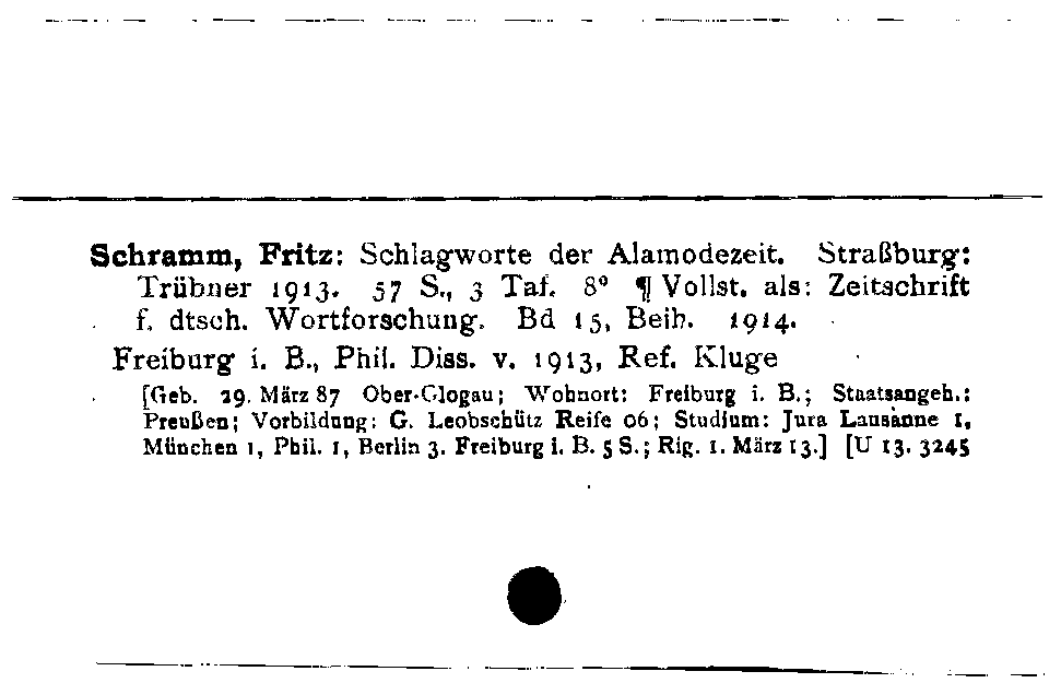 [Katalogkarte Dissertationenkatalog bis 1980]