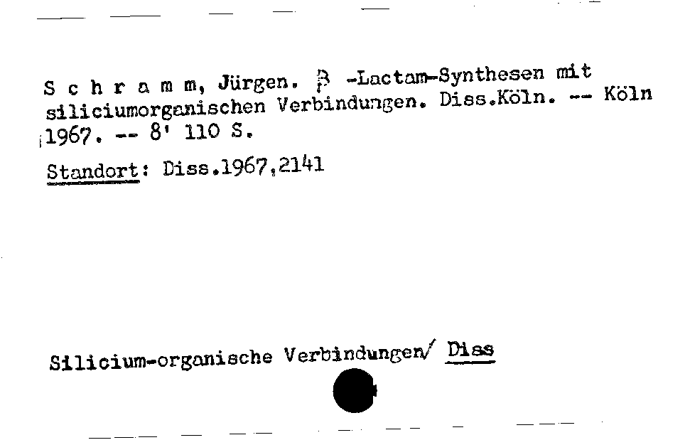 [Katalogkarte Dissertationenkatalog bis 1980]