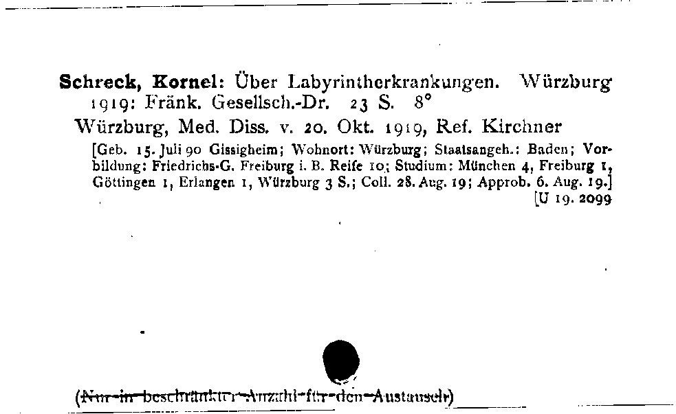 [Katalogkarte Dissertationenkatalog bis 1980]