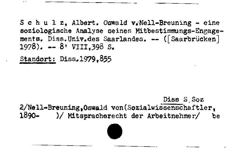 [Katalogkarte Dissertationenkatalog bis 1980]