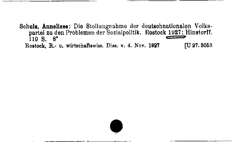 [Katalogkarte Dissertationenkatalog bis 1980]