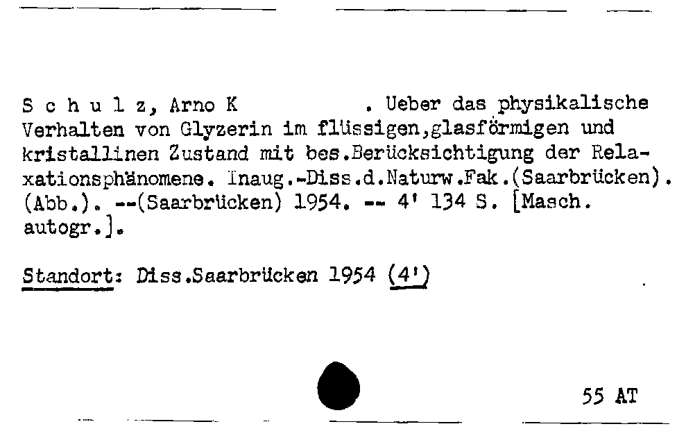 [Katalogkarte Dissertationenkatalog bis 1980]