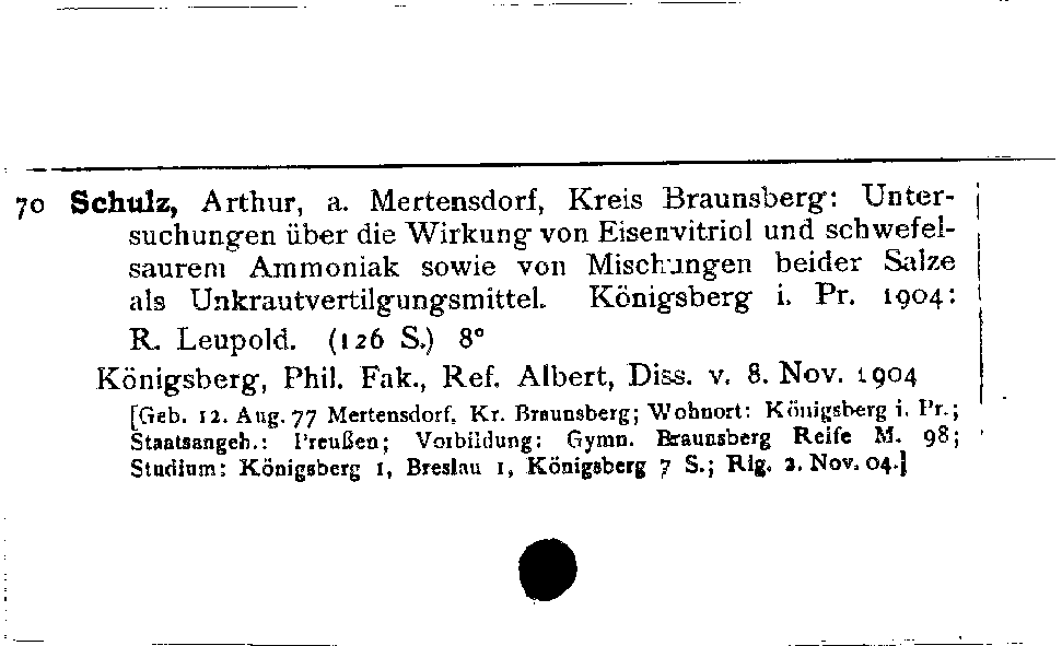 [Katalogkarte Dissertationenkatalog bis 1980]