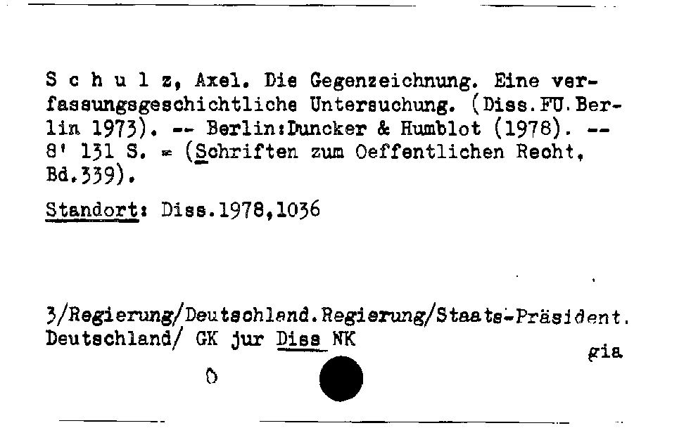 [Katalogkarte Dissertationenkatalog bis 1980]