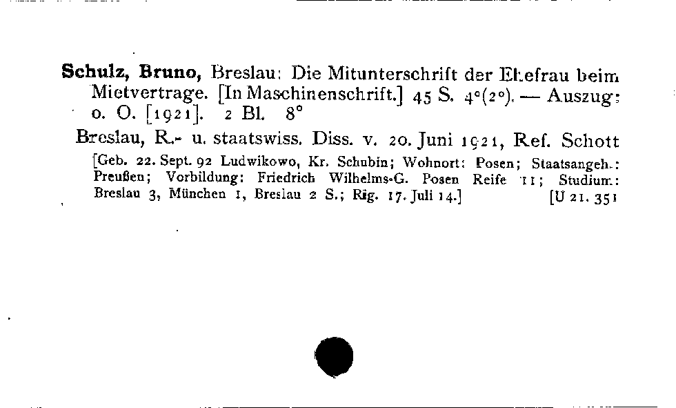 [Katalogkarte Dissertationenkatalog bis 1980]