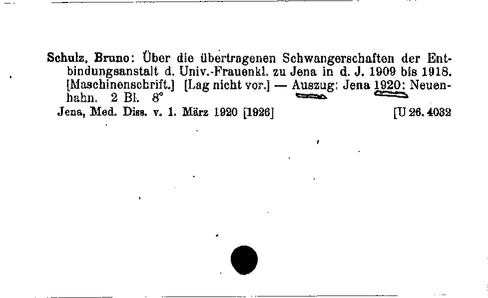 [Katalogkarte Dissertationenkatalog bis 1980]