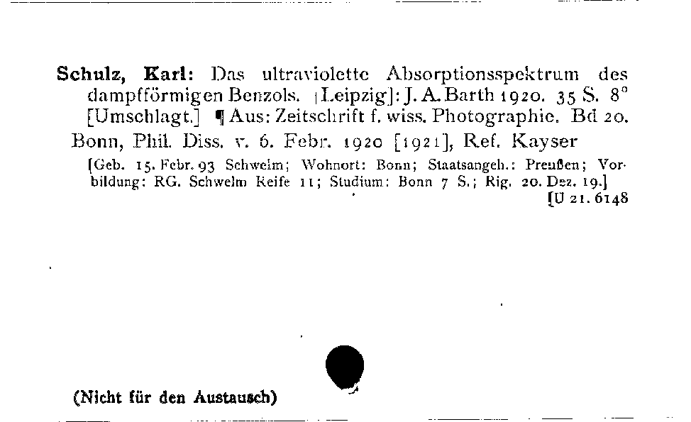 [Katalogkarte Dissertationenkatalog bis 1980]