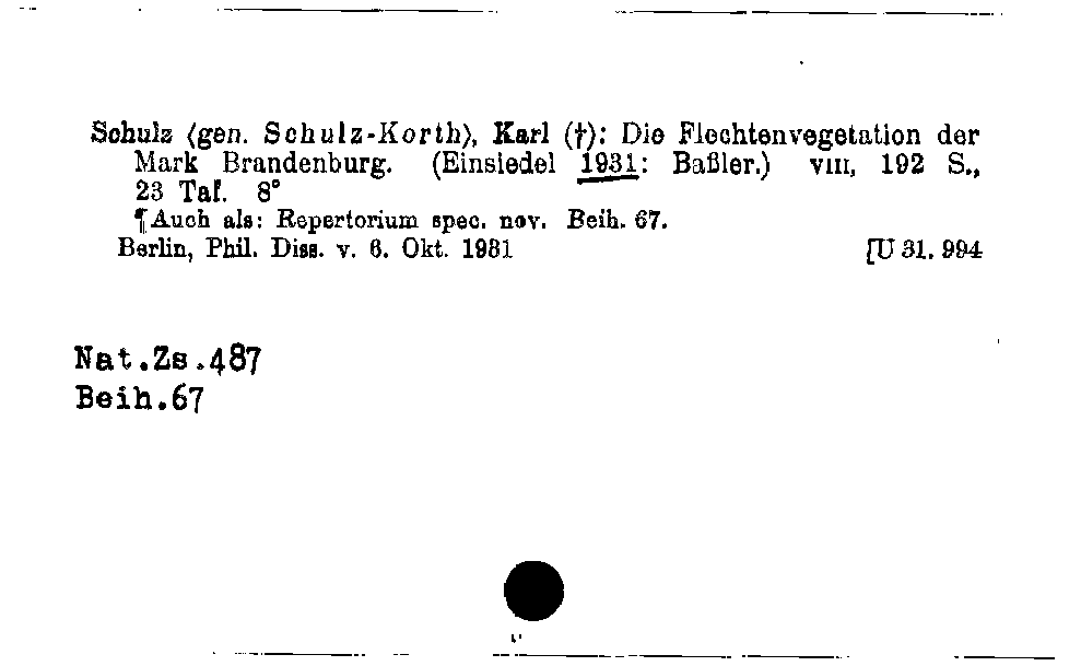 [Katalogkarte Dissertationenkatalog bis 1980]