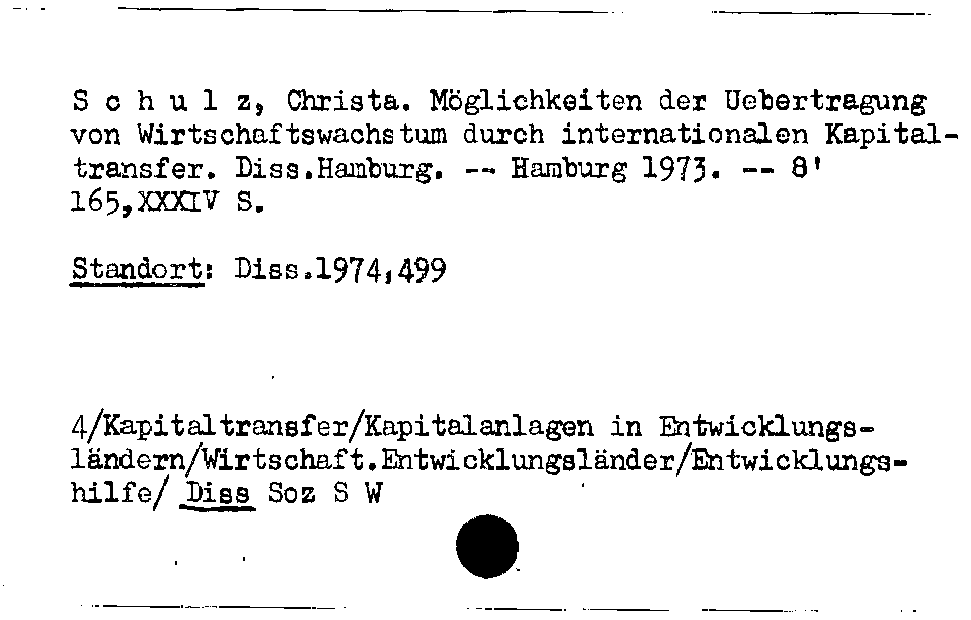 [Katalogkarte Dissertationenkatalog bis 1980]