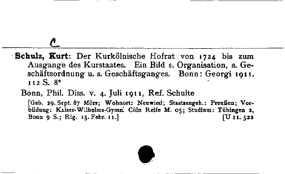 [Katalogkarte Dissertationenkatalog bis 1980]