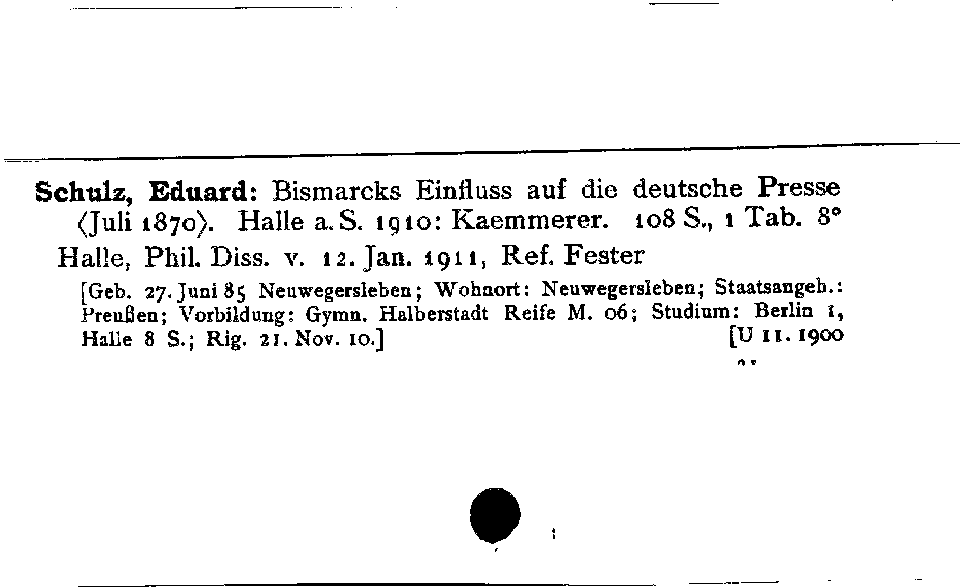 [Katalogkarte Dissertationenkatalog bis 1980]