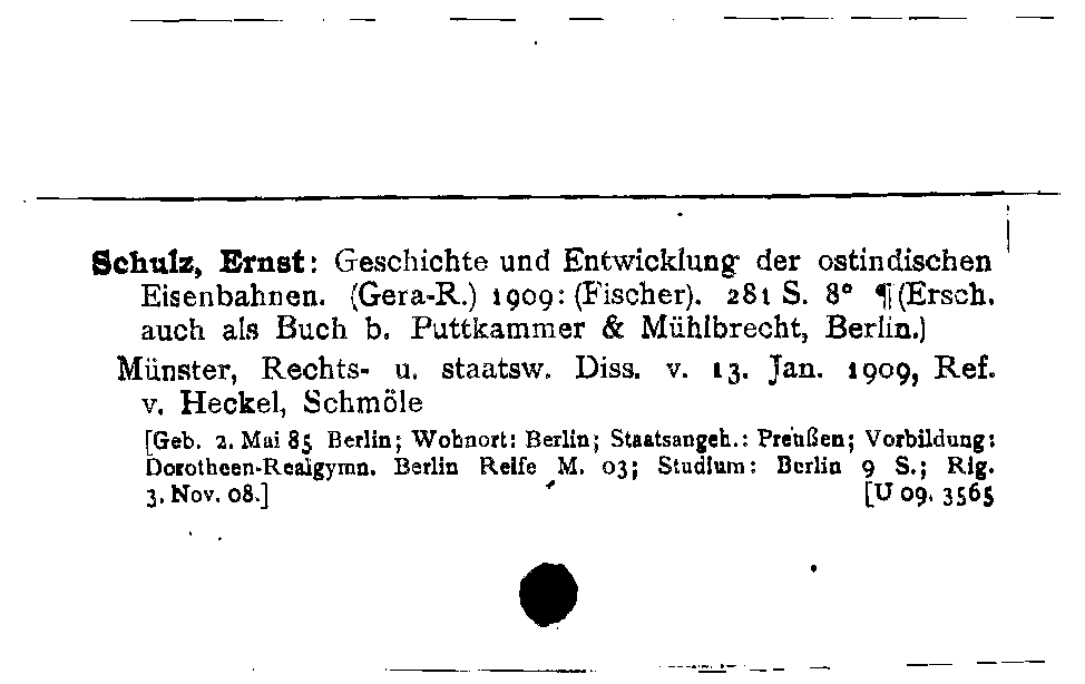 [Katalogkarte Dissertationenkatalog bis 1980]