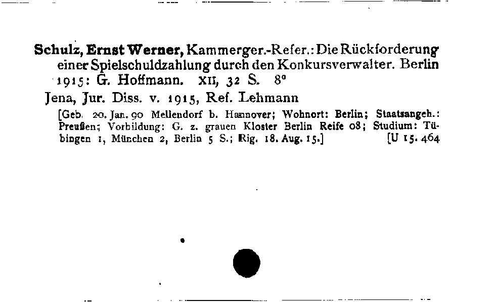 [Katalogkarte Dissertationenkatalog bis 1980]