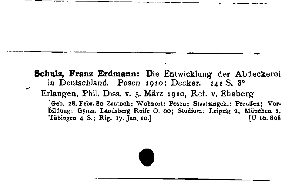 [Katalogkarte Dissertationenkatalog bis 1980]