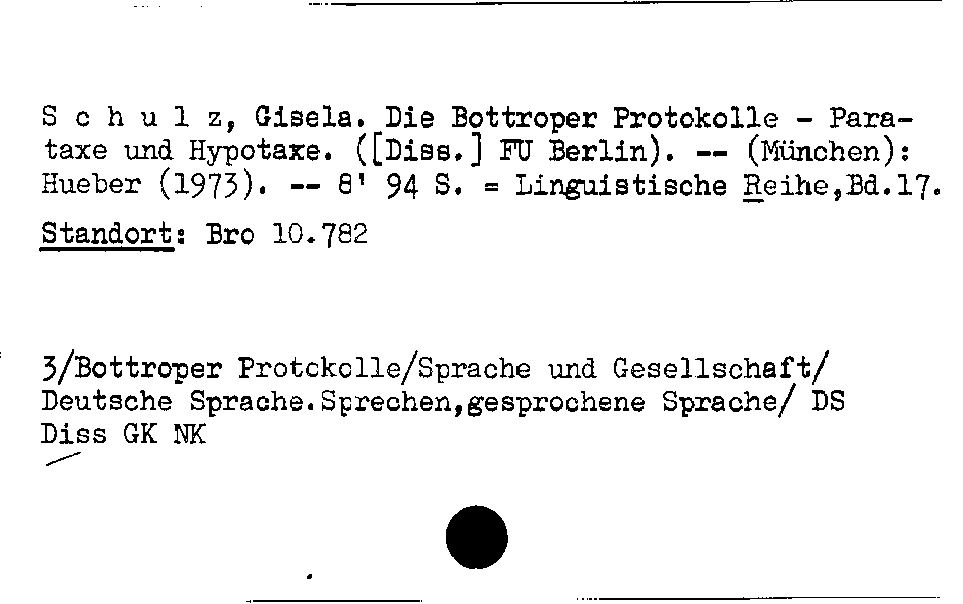 [Katalogkarte Dissertationenkatalog bis 1980]