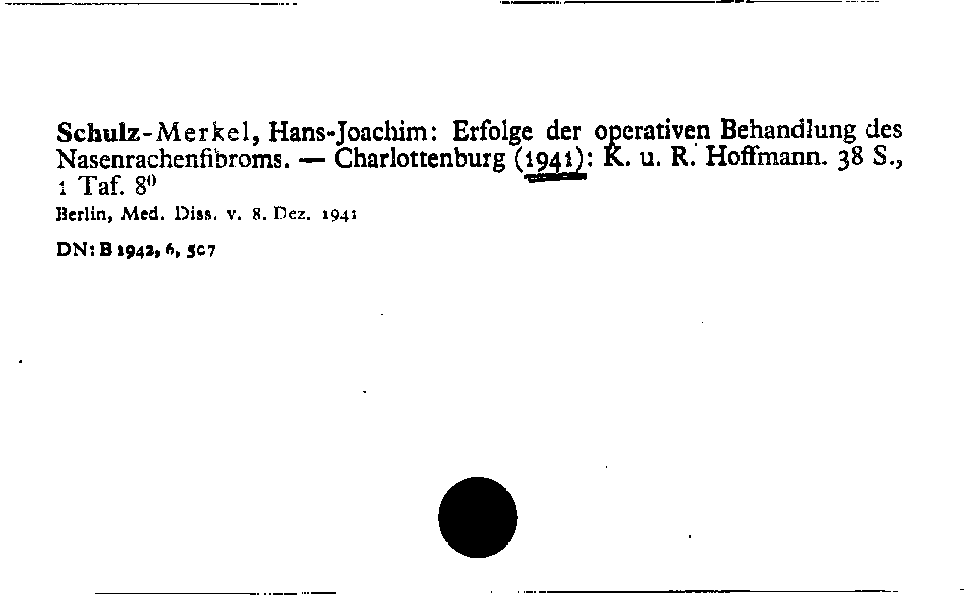 [Katalogkarte Dissertationenkatalog bis 1980]