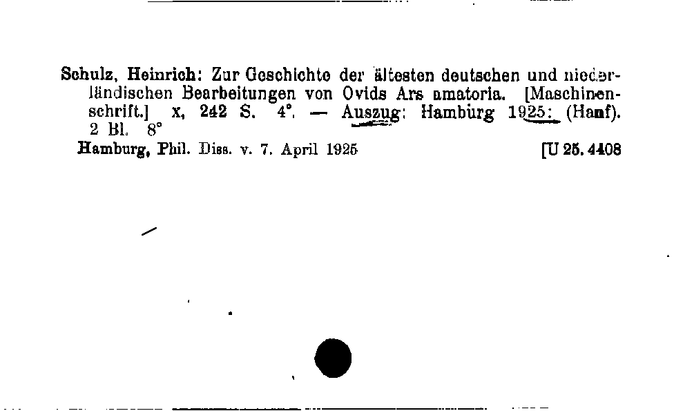 [Katalogkarte Dissertationenkatalog bis 1980]