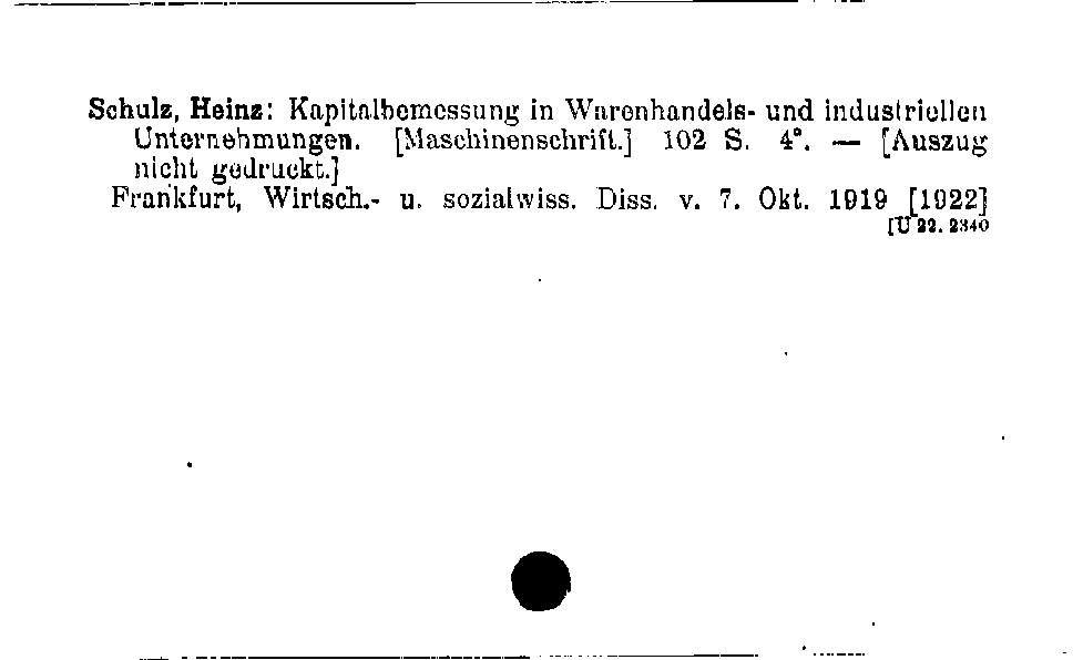 [Katalogkarte Dissertationenkatalog bis 1980]