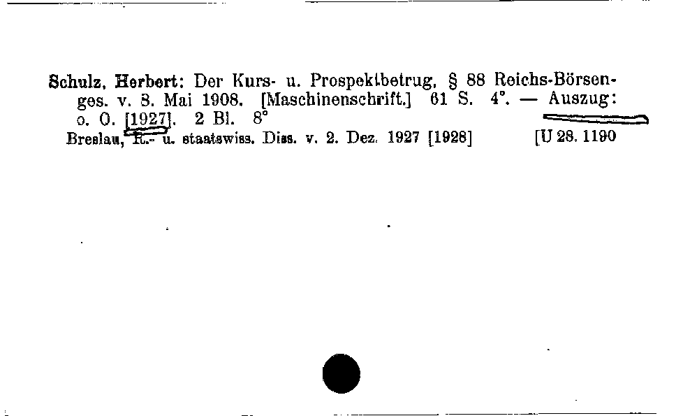 [Katalogkarte Dissertationenkatalog bis 1980]