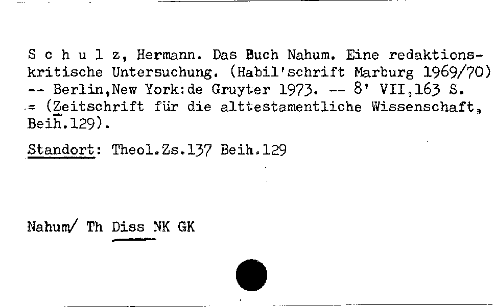 [Katalogkarte Dissertationenkatalog bis 1980]