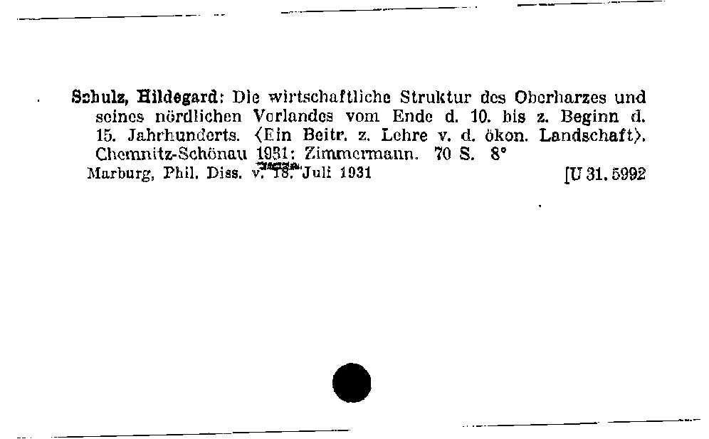 [Katalogkarte Dissertationenkatalog bis 1980]