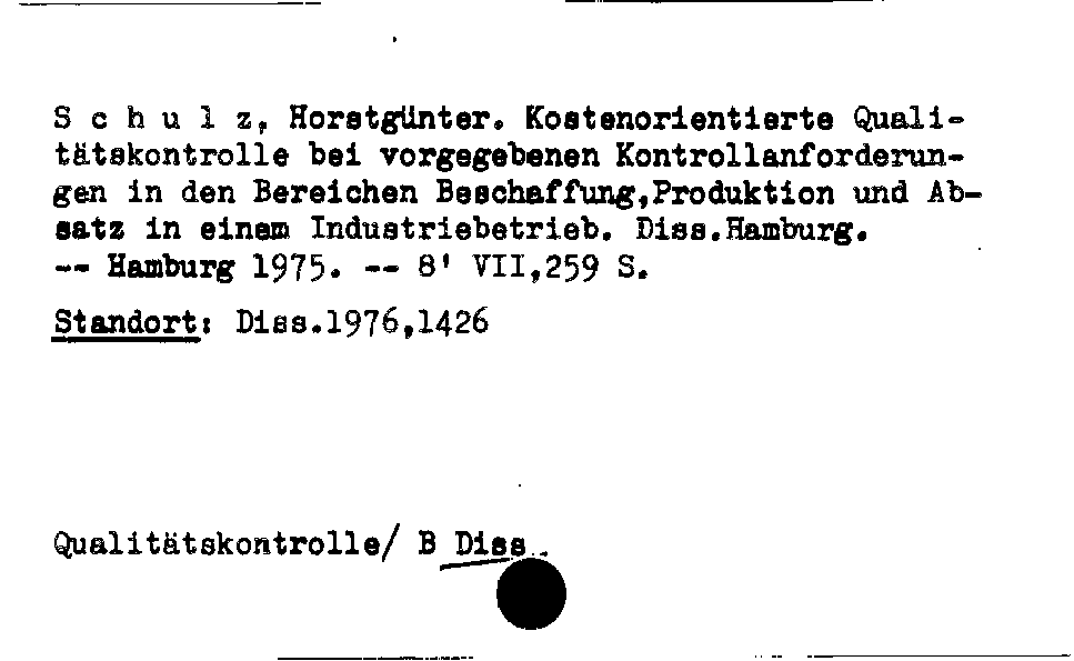 [Katalogkarte Dissertationenkatalog bis 1980]