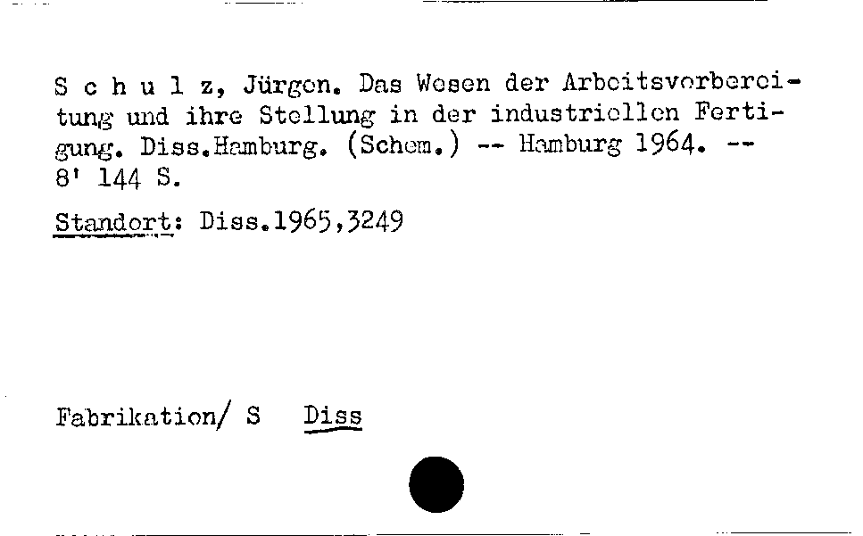 [Katalogkarte Dissertationenkatalog bis 1980]