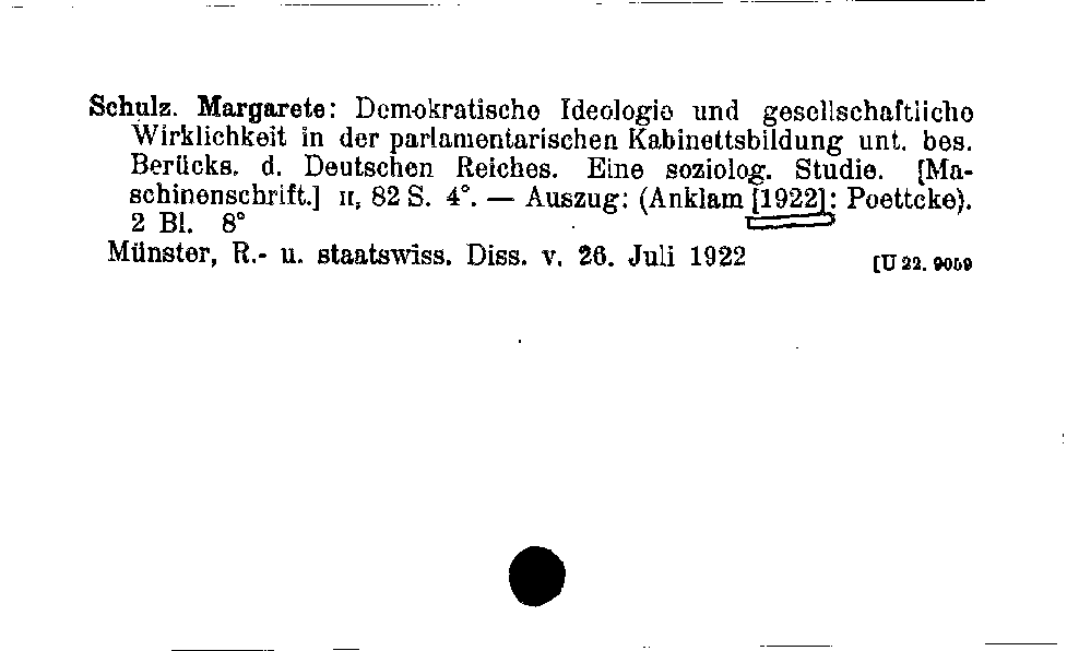 [Katalogkarte Dissertationenkatalog bis 1980]