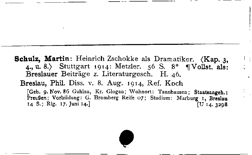 [Katalogkarte Dissertationenkatalog bis 1980]