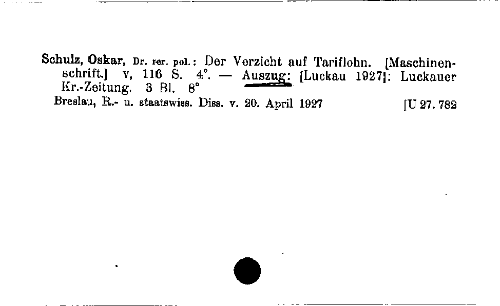 [Katalogkarte Dissertationenkatalog bis 1980]