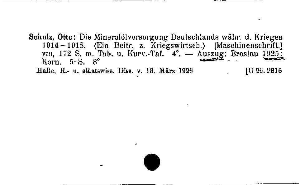 [Katalogkarte Dissertationenkatalog bis 1980]