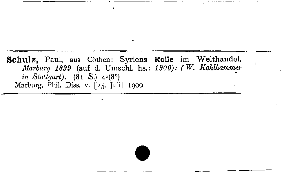 [Katalogkarte Dissertationenkatalog bis 1980]