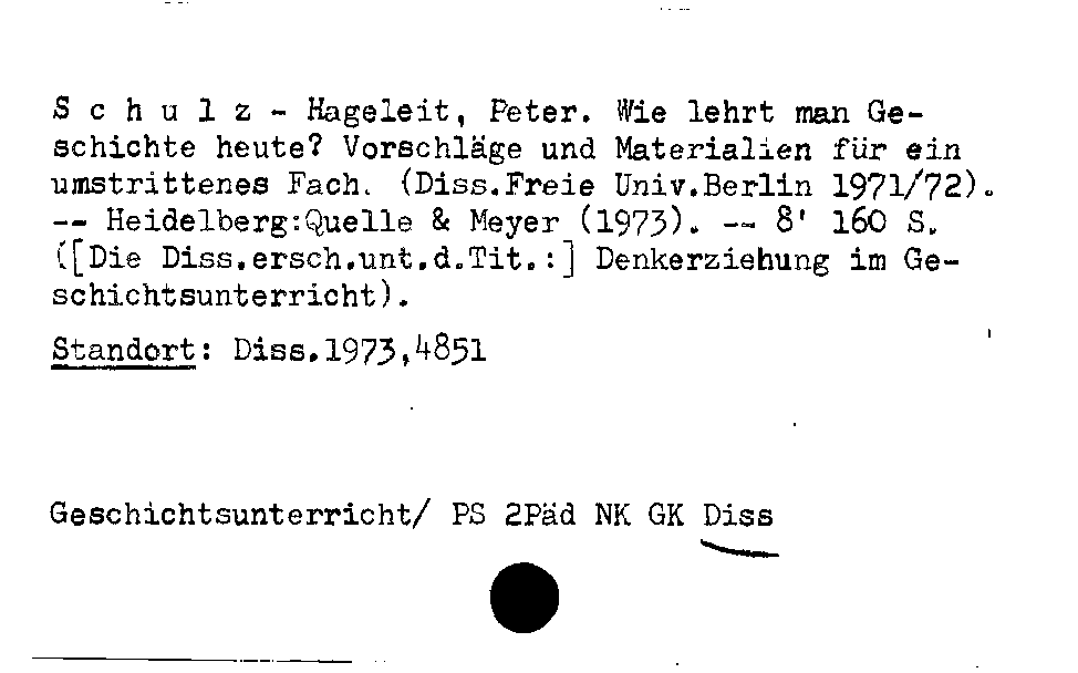 [Katalogkarte Dissertationenkatalog bis 1980]