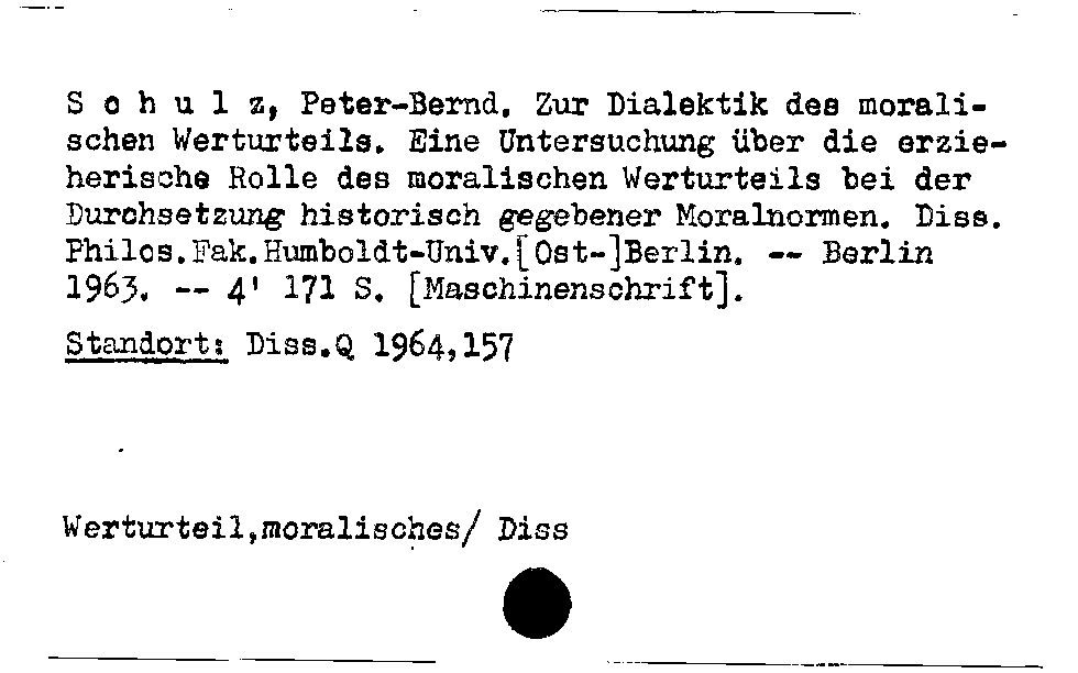 [Katalogkarte Dissertationenkatalog bis 1980]