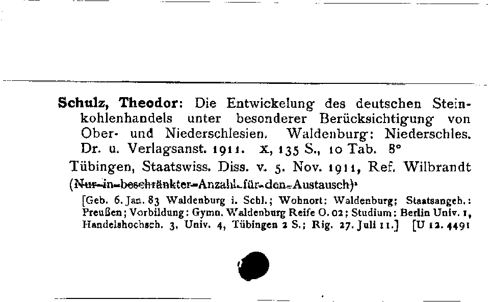 [Katalogkarte Dissertationenkatalog bis 1980]