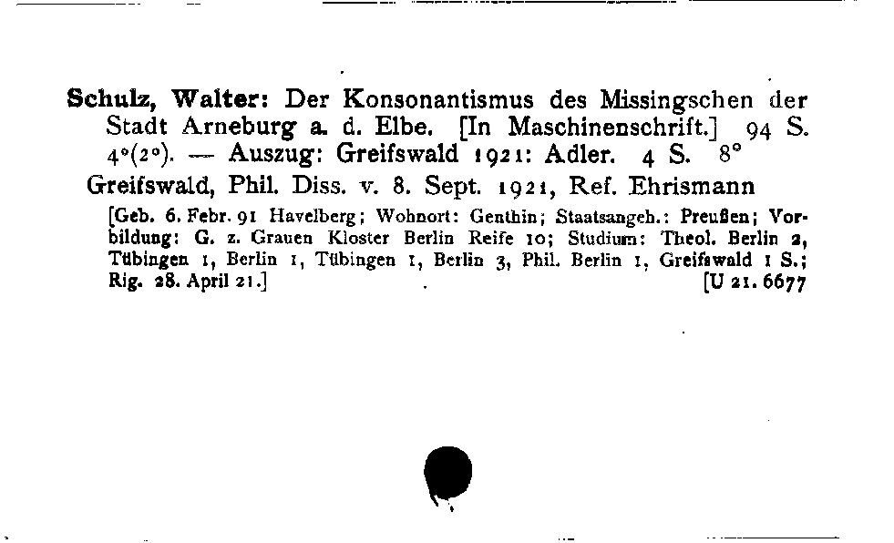 [Katalogkarte Dissertationenkatalog bis 1980]