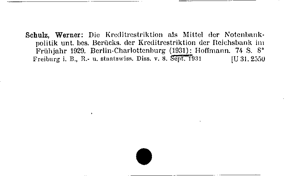 [Katalogkarte Dissertationenkatalog bis 1980]