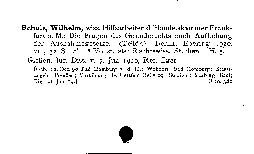 [Katalogkarte Dissertationenkatalog bis 1980]