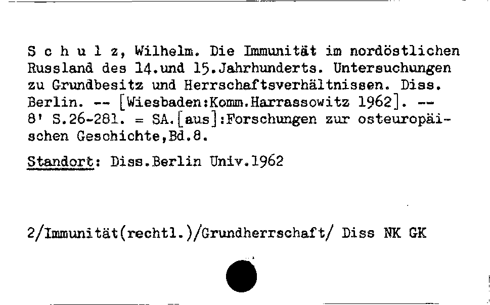 [Katalogkarte Dissertationenkatalog bis 1980]