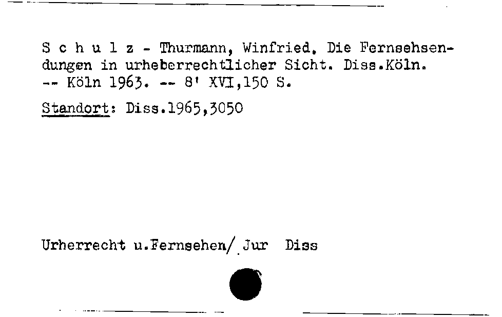 [Katalogkarte Dissertationenkatalog bis 1980]