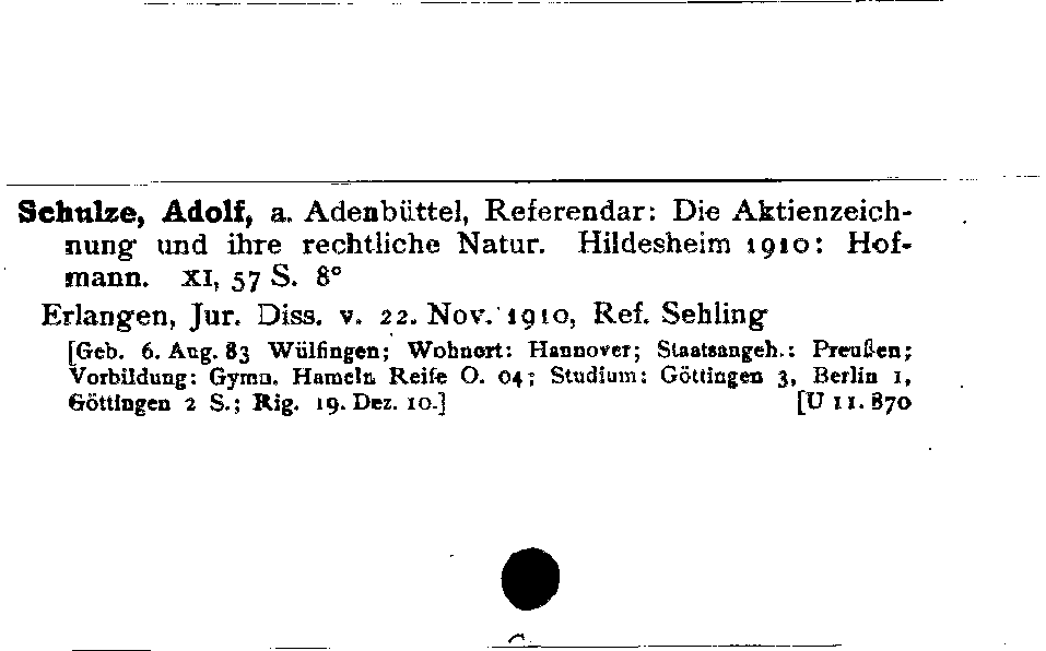 [Katalogkarte Dissertationenkatalog bis 1980]