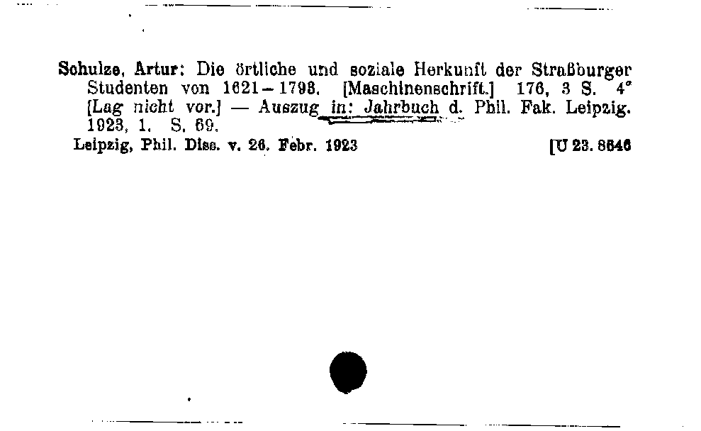 [Katalogkarte Dissertationenkatalog bis 1980]