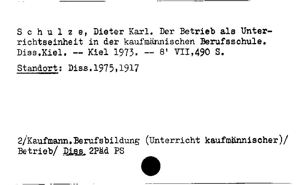 [Katalogkarte Dissertationenkatalog bis 1980]