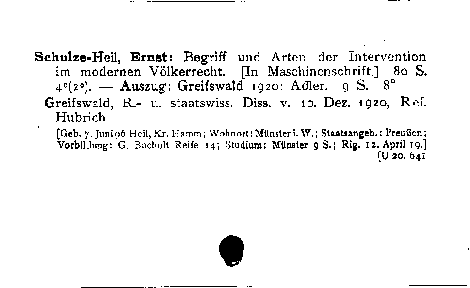 [Katalogkarte Dissertationenkatalog bis 1980]