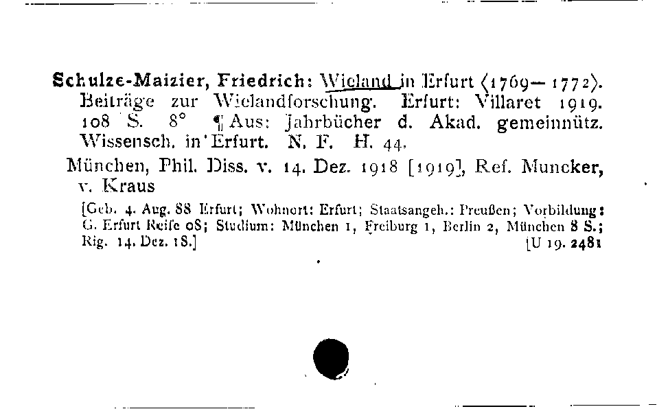 [Katalogkarte Dissertationenkatalog bis 1980]